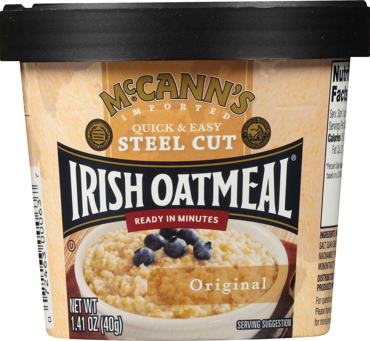 slide 4 of 7, McCann's Imported Original Quick & Easy Steel Cut Irish Oatmeal, Non-GMO Project Verified Oatmeal, Kosher, 1.41 OZ Cup, 1.41 oz