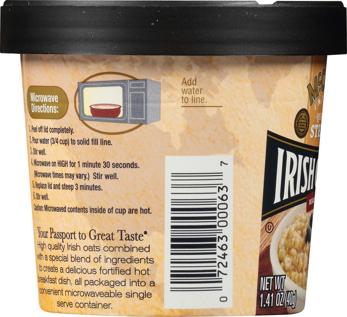 slide 3 of 7, McCann's Imported Original Quick & Easy Steel Cut Irish Oatmeal, Non-GMO Project Verified Oatmeal, Kosher, 1.41 OZ Cup, 1.41 oz