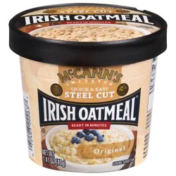 McCann's McCann''s Imported Original Quick & Easy Steel Cut Irish Oatmeal, Non-GMO Project Verified Oatmeal, Kosher, 1.41 OZ Cup