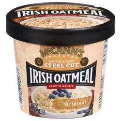 McCann's McCann''s Imported Original Quick & Easy Steel Cut Irish Oatmeal, Non-GMO Project Verified Oatmeal, Kosher, 1.41 OZ Cup