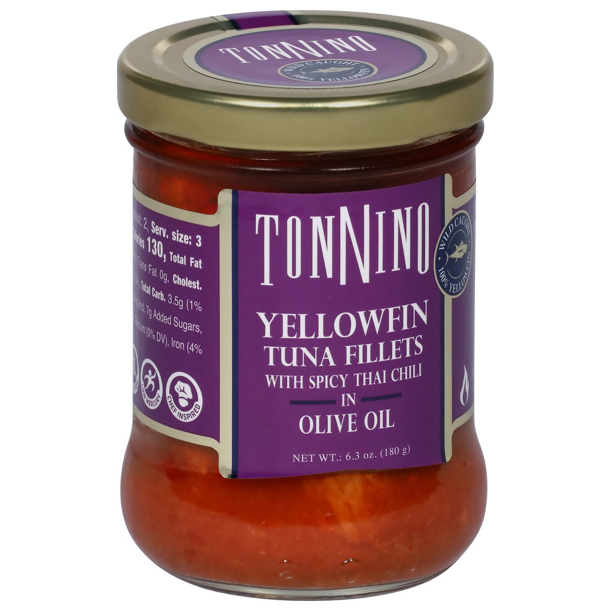 slide 4 of 9, Tonnino Yellowfin Tuna Fillets with Spicy Thai Chili in Olive Oil 6.3 oz, 6.3 oz
