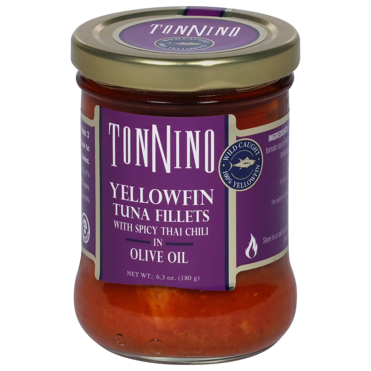 slide 7 of 9, Tonnino Yellowfin Tuna Fillets with Spicy Thai Chili in Olive Oil 6.3 oz, 6.3 oz