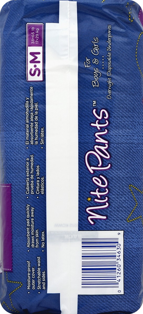 slide 3 of 5, Comforts Nite Pants S-M Boys & Girls Overnight Disposable Underpants, 15 ct