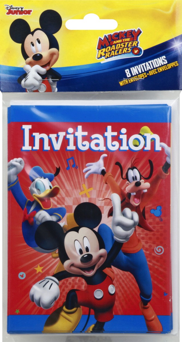 slide 2 of 6, Unique Industries Mickey Mouse Invitations, 8 ct