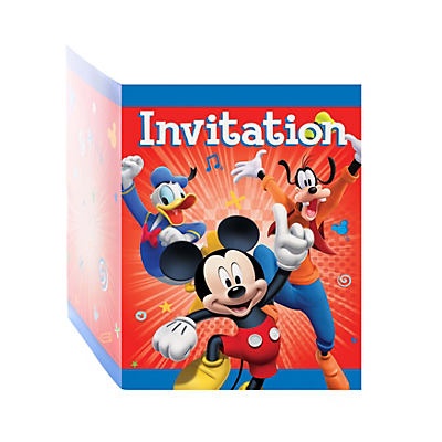 slide 1 of 6, Unique Industries Mickey Mouse Invitations, 8 ct