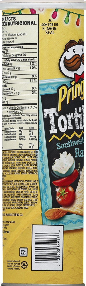 slide 6 of 6, Pringles Southwestern Ranch Tortilla Corn Chips, 6.42 oz