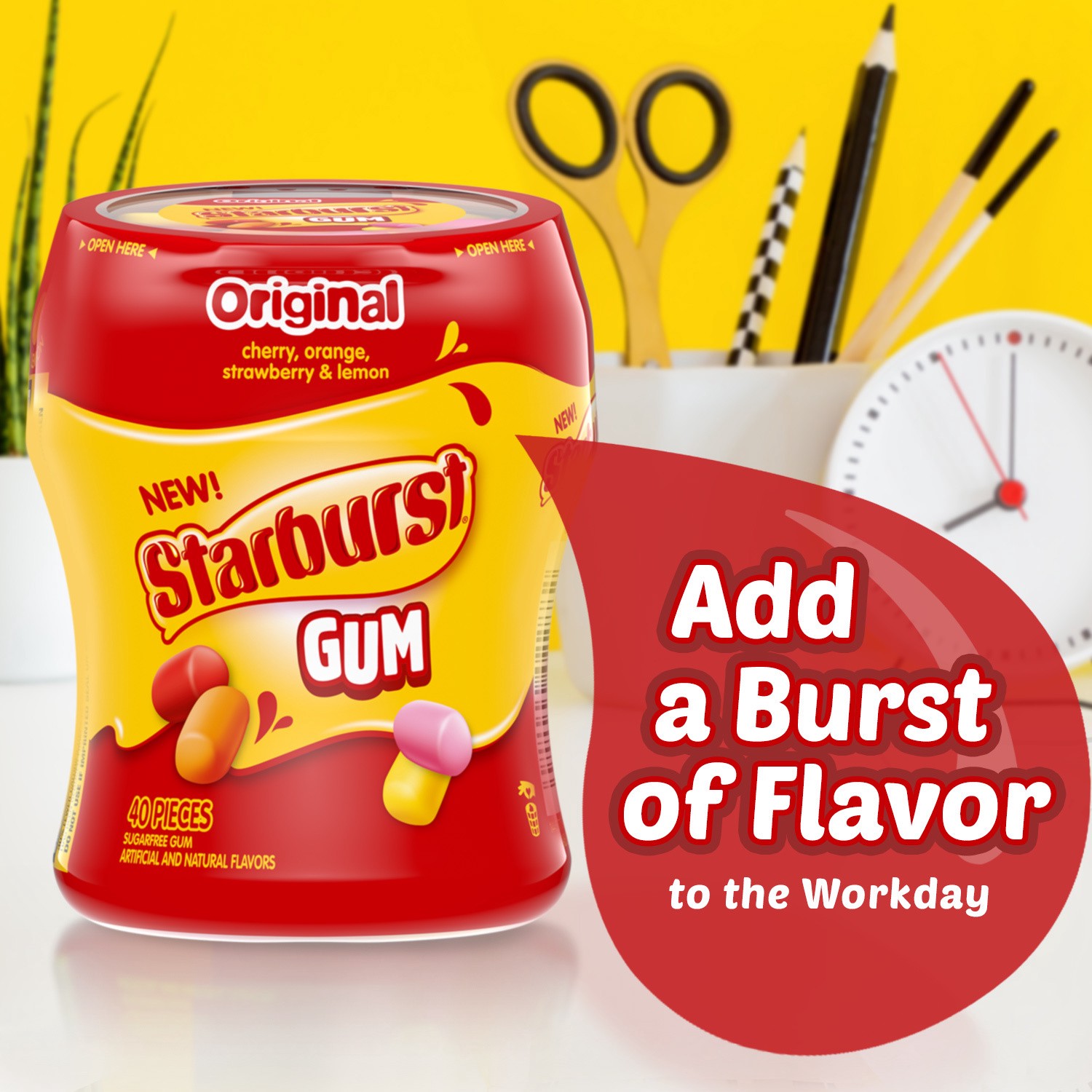 slide 2 of 8, STARBURST Original Chewing Gum, 40 Piece Bottle, 2.82 oz