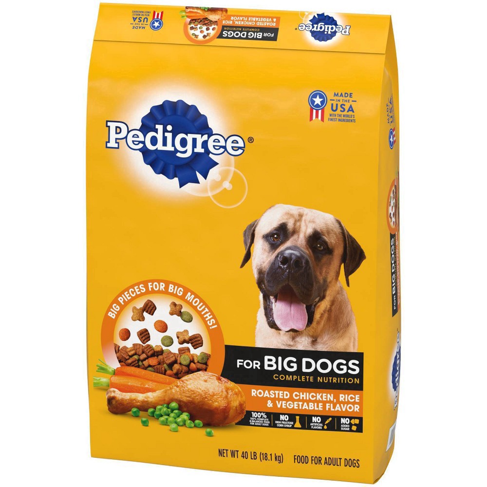 slide 12 of 19, PEDIGREE For Big Dogs Adult Complete Nutrition Large Breed Dry Dog Food Roasted Chicken, Rice & Vegetable Flavor Dog Kibble, 46.8 lb. Bag, 46.80 lb