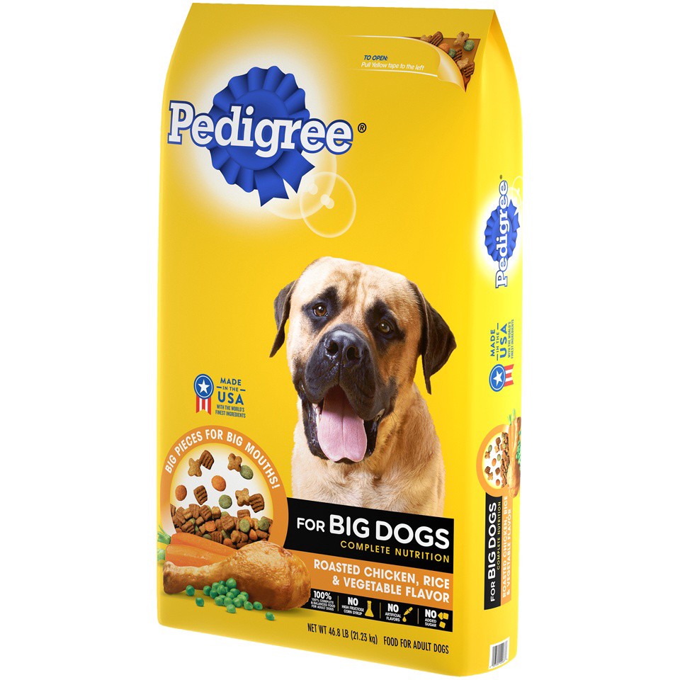 slide 5 of 19, PEDIGREE For Big Dogs Adult Complete Nutrition Large Breed Dry Dog Food Roasted Chicken, Rice & Vegetable Flavor Dog Kibble, 46.8 lb. Bag, 46.80 lb