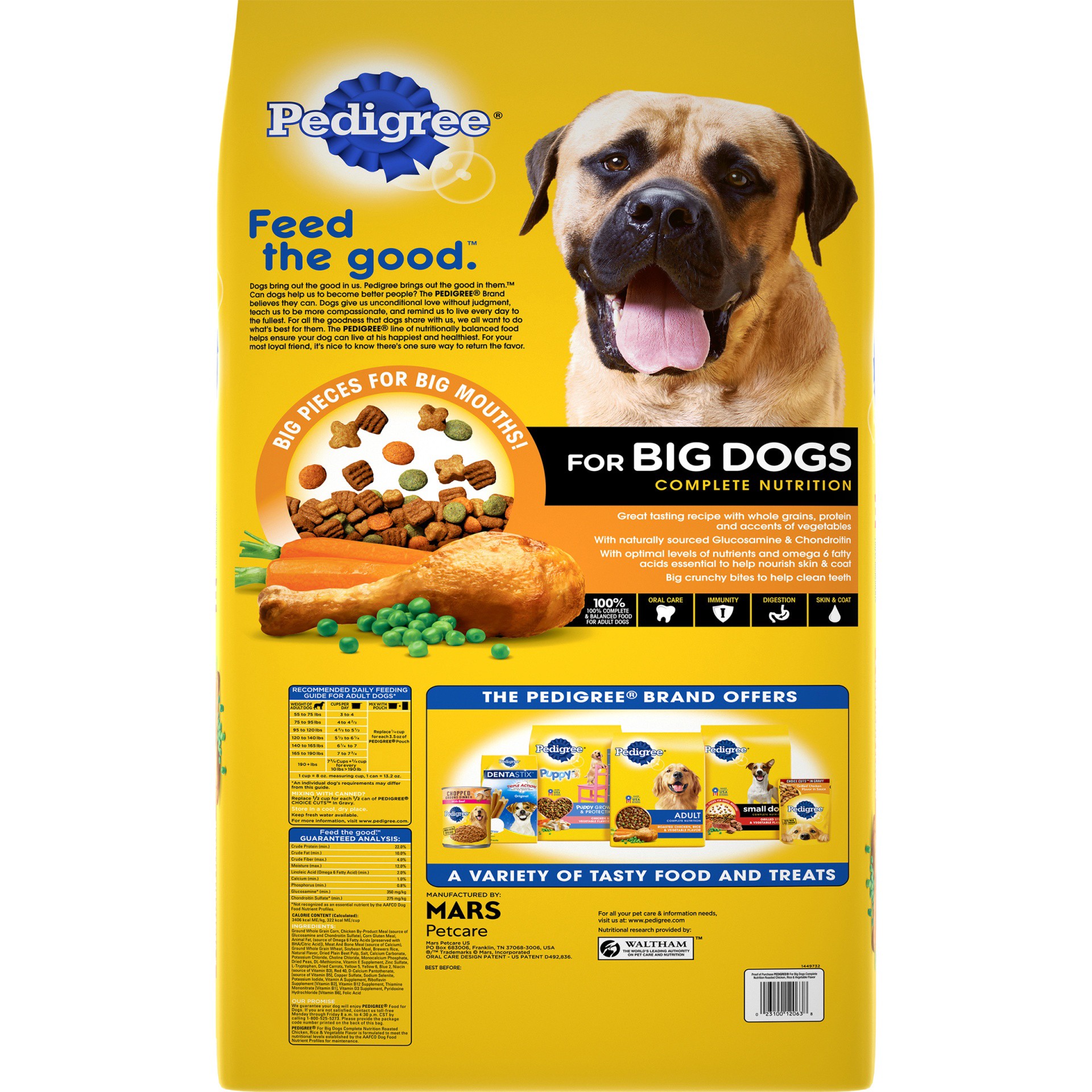 slide 18 of 19, PEDIGREE For Big Dogs Adult Complete Nutrition Large Breed Dry Dog Food Roasted Chicken, Rice & Vegetable Flavor Dog Kibble, 46.8 lb. Bag, 46.80 lb