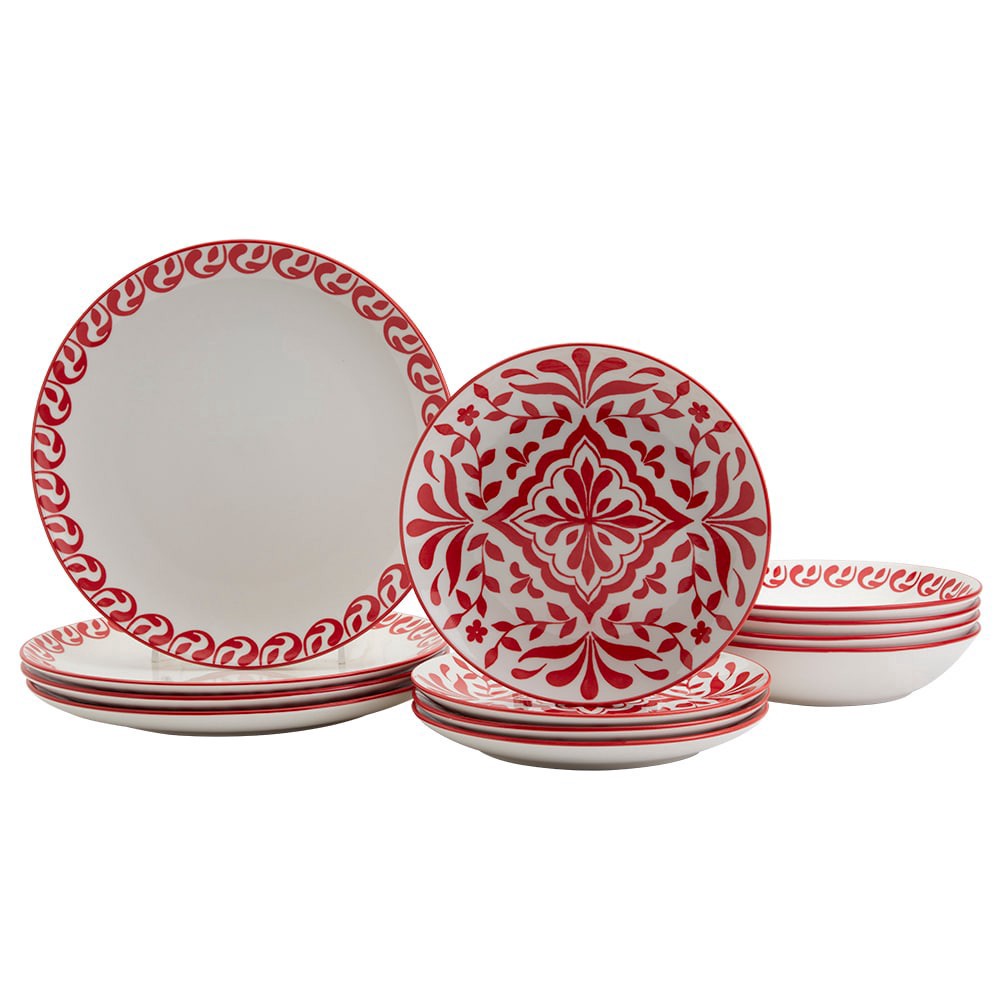 slide 4 of 5, Tabletops Gallery Giana Dinnerware Set - Red, 12 ct