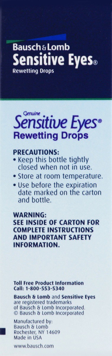 slide 7 of 7, Bausch + Lomb B&L Sensitive Eyes Rewetting Drops, 0.5 fl oz