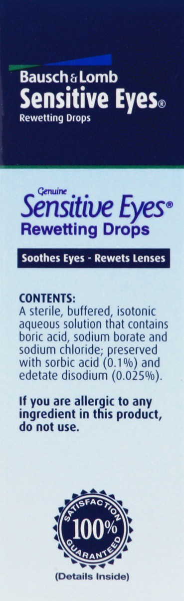 slide 4 of 7, Bausch + Lomb B&L Sensitive Eyes Rewetting Drops, 0.5 fl oz