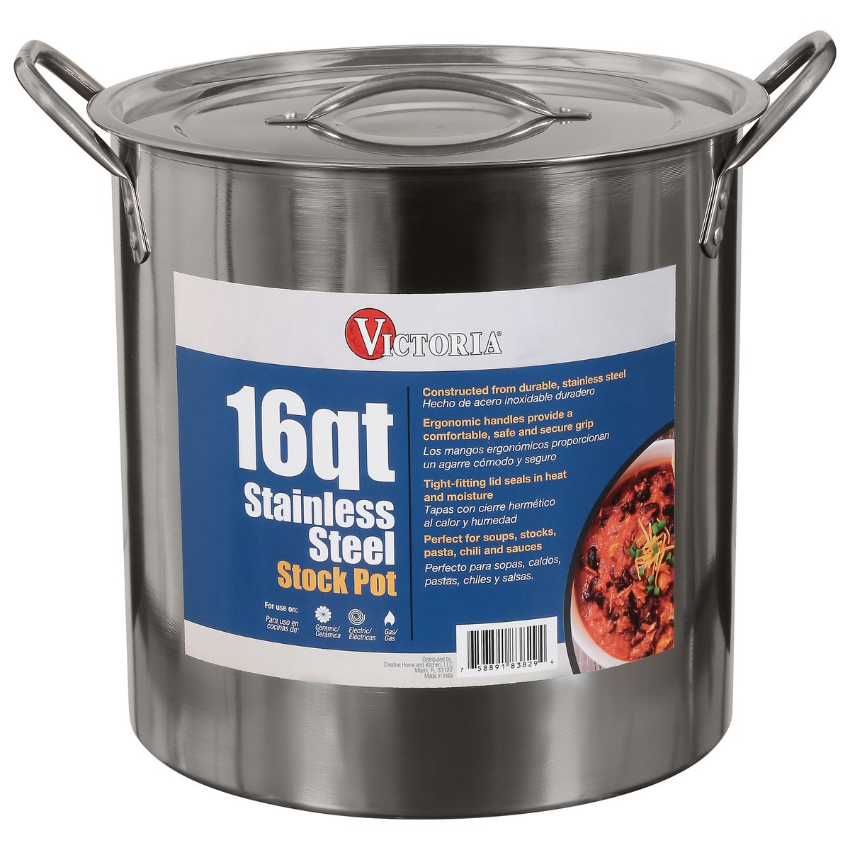 slide 1 of 12, Victoria 16 Quart Stainless Steel Stock Pot 1 ea, 16 qt