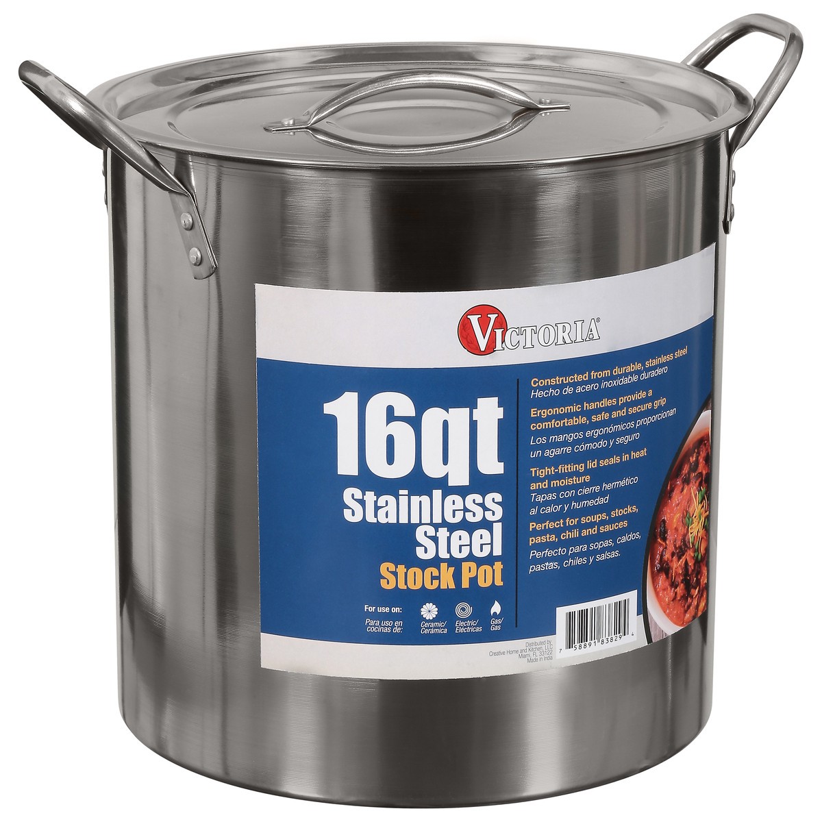 slide 7 of 12, Victoria 16 Quart Stainless Steel Stock Pot 1 ea, 16 qt