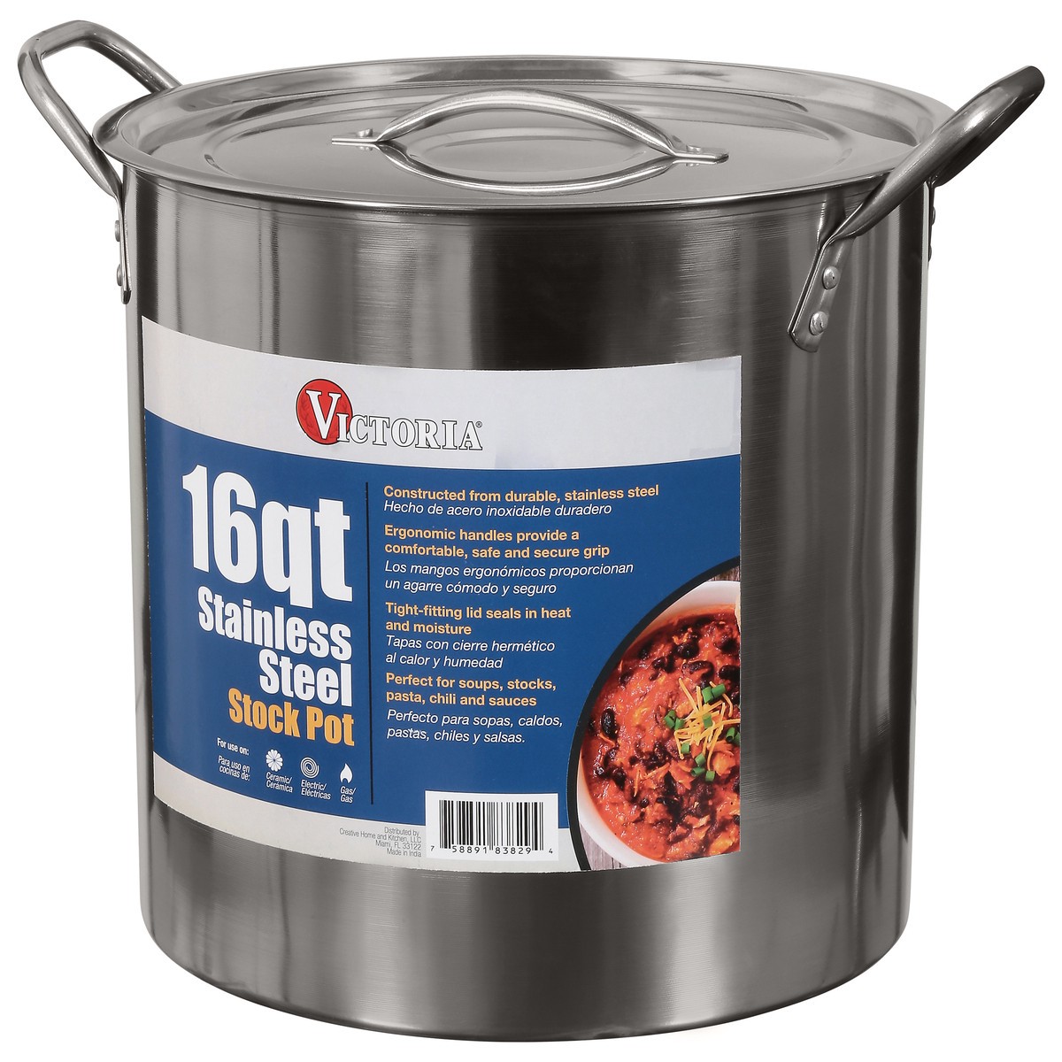 slide 8 of 12, Victoria 16 Quart Stainless Steel Stock Pot 1 ea, 16 qt