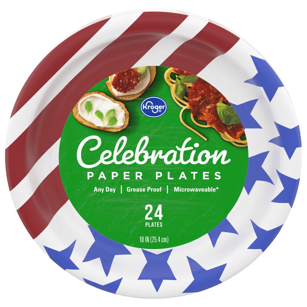 slide 2 of 2, Kroger Celebration 10-Inch Paper Plates, 24 ct