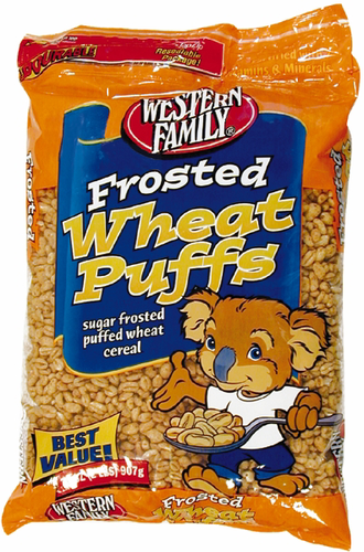 slide 1 of 1, Western Family Frosted Wheat Puffs Cereal, 32 oz