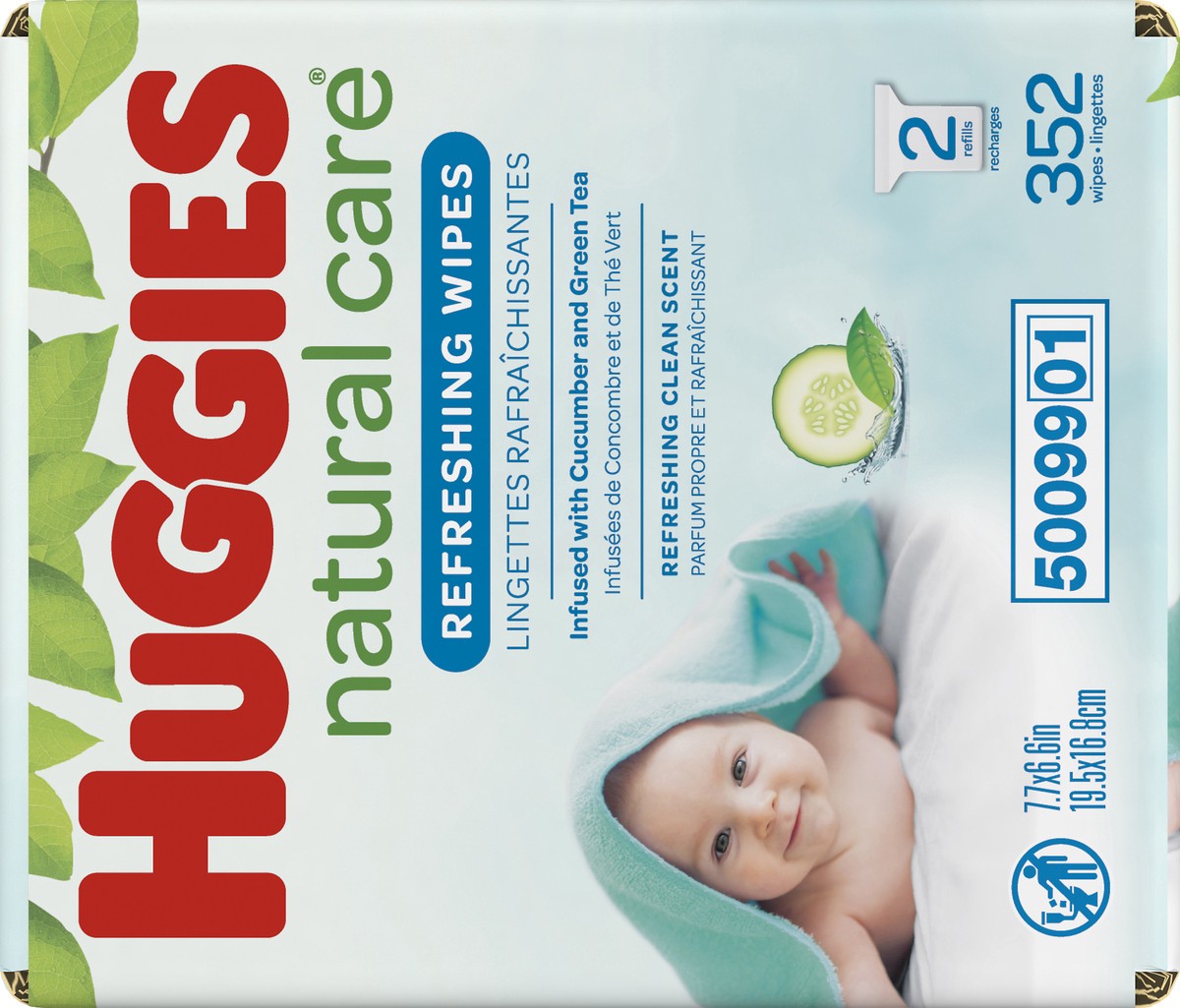 slide 5 of 11, Huggies Natural Care Refreshing Refreshing Clean Scent Wipes 2 Refills 352 Wipes, 352 ct