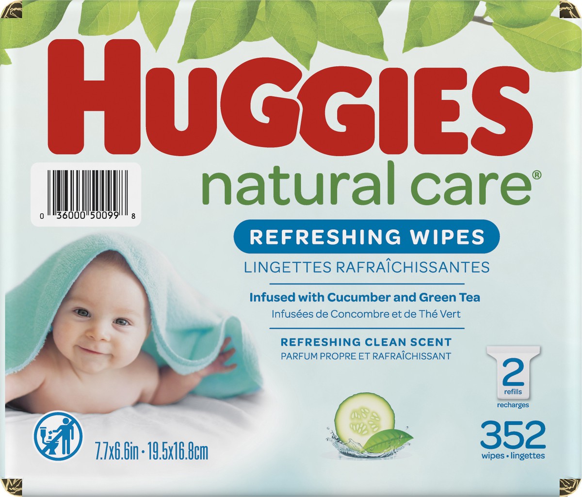 slide 6 of 11, Huggies Natural Care Refreshing Refreshing Clean Scent Wipes 2 Refills 352 Wipes, 352 ct