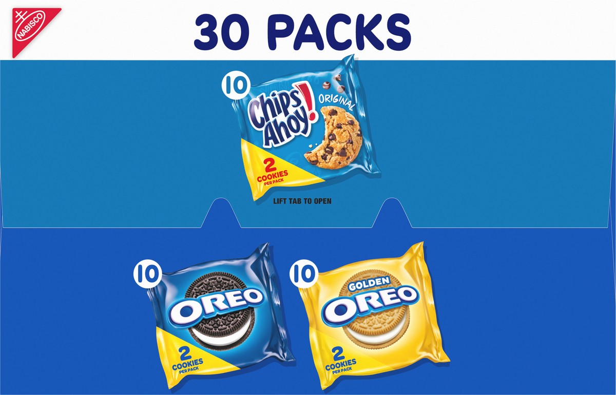 slide 5 of 9, Chips Ahoy!/Oreo Nabisco Sweet Treats Cookie Variety Pack OREO, OREO Golden & CHIPS AHOY!, 30 Snack Packs (2 Cookies Per Pack), 23.3 oz