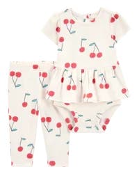 Carter's Baby 2-Piece Cherry Peplum Bodysuit Pant Set Multi 9M