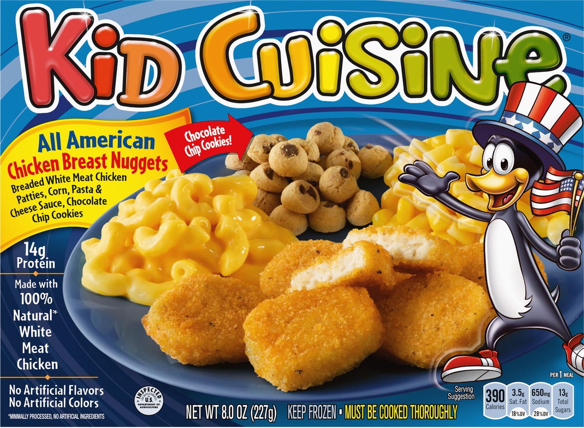 slide 4 of 9, Kid Cuisine Chicken Breast Nuggets Frozen Meal With Pasta And Cheese Sauce, Corn & Cookies, 8 oz., 8 oz