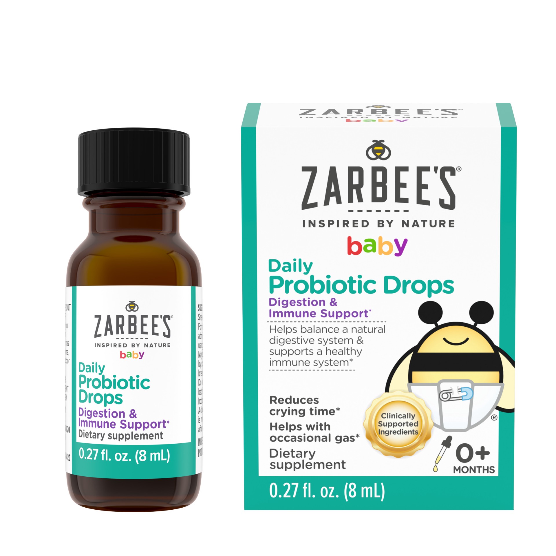 slide 4 of 5, Zarbee's Naturals Baby Daily Probiotic Drops, Digestion and Immune Support* Supplement, 0.27 fl oz, 0.27 fl oz