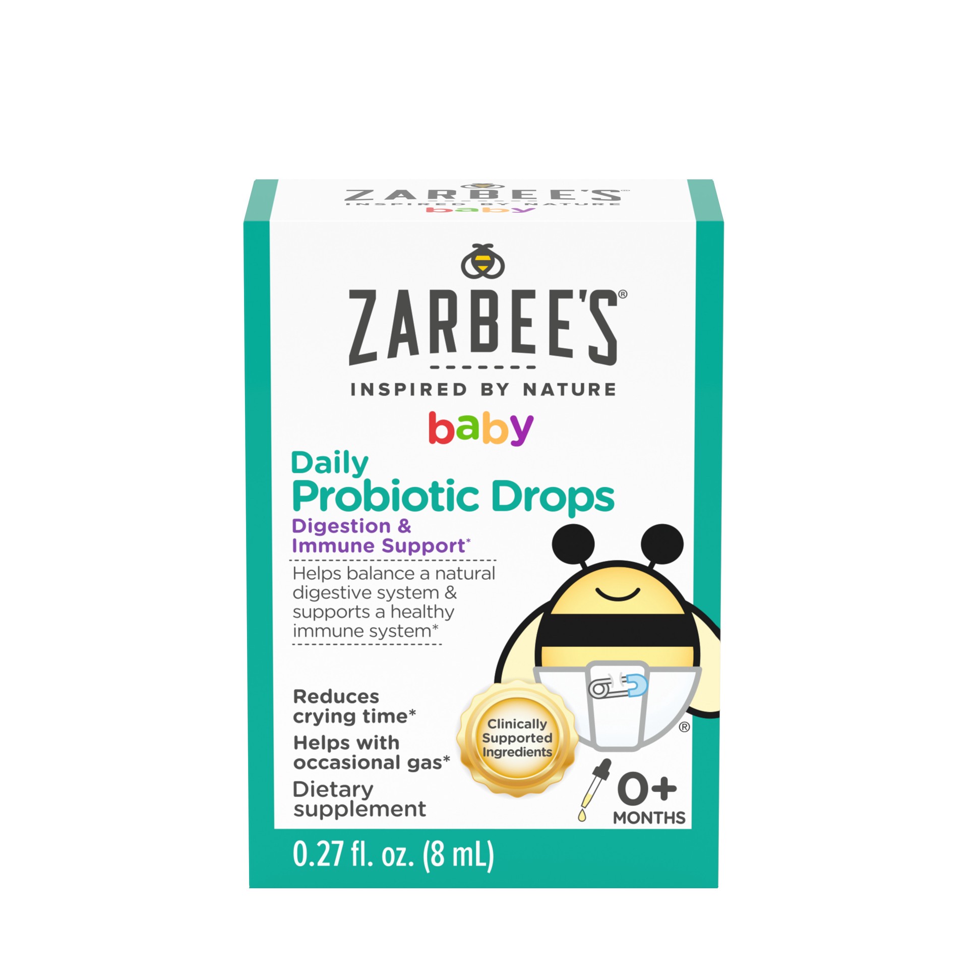 slide 1 of 5, Zarbee's Naturals Baby Daily Probiotic Drops, Digestion and Immune Support* Supplement, 0.27 fl oz, 0.27 fl oz