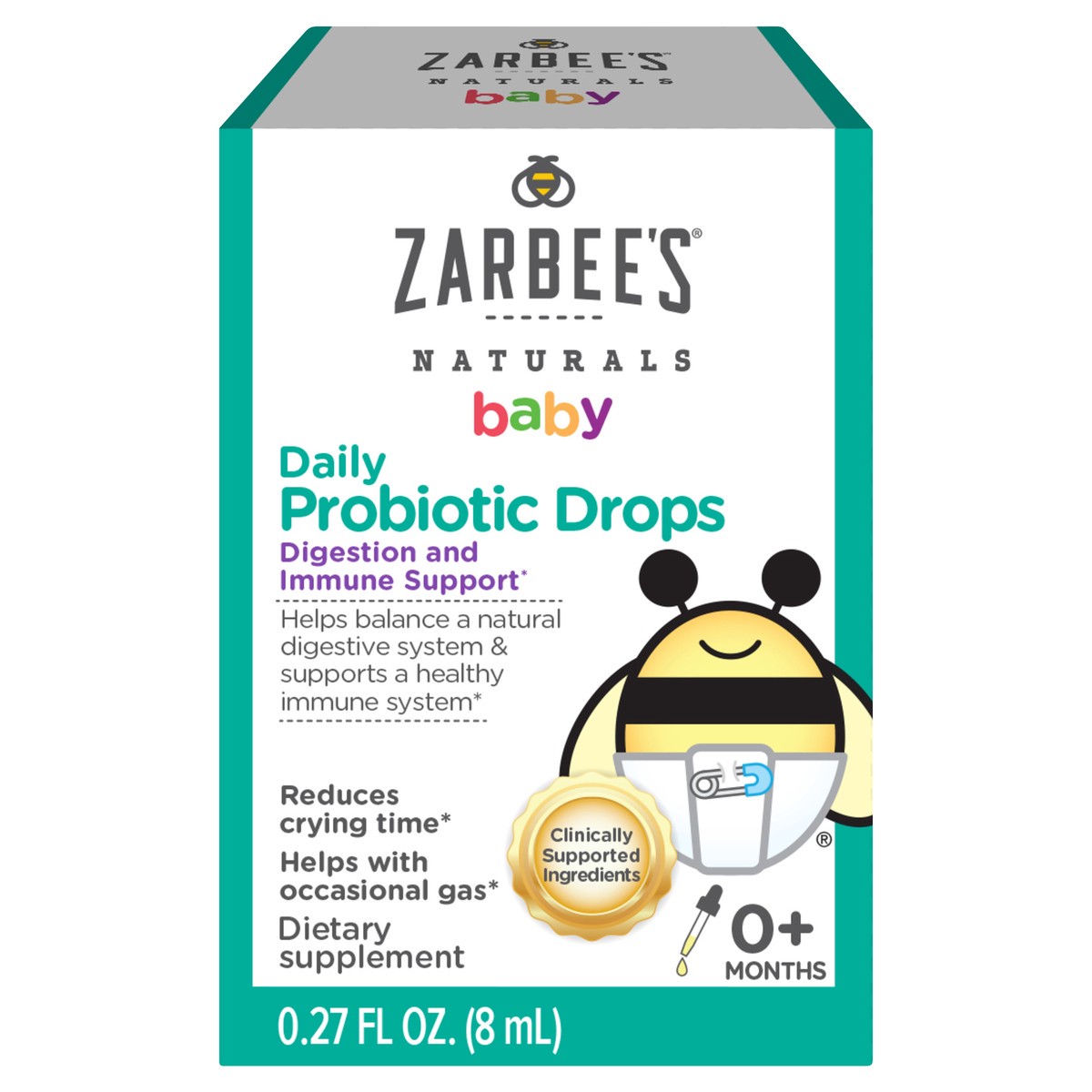 slide 1 of 5, Zarbee's Naturals Baby Daily Probiotic Drops, Digestion and Immune Support* Supplement, 0.27 fl oz, 0.27 fl oz