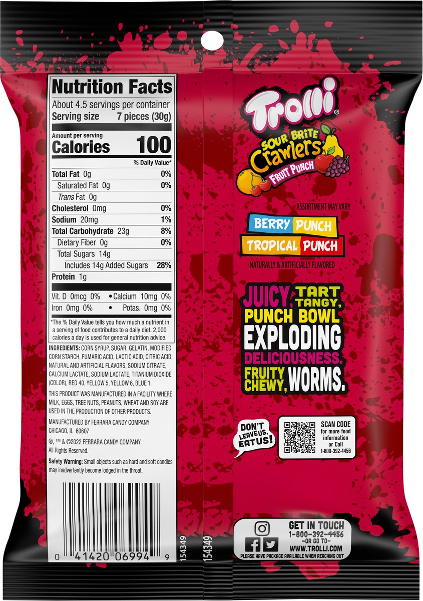 slide 2 of 12, Trolli Sour Brite Crawlers Fruit Punch Gummi Candy 5 oz, 5 oz