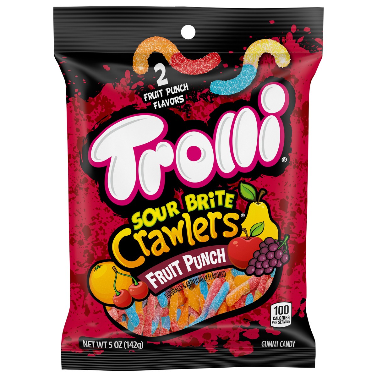 slide 1 of 12, Trolli Sour Brite Crawlers Fruit Punch Gummi Candy 5 oz, 5 oz