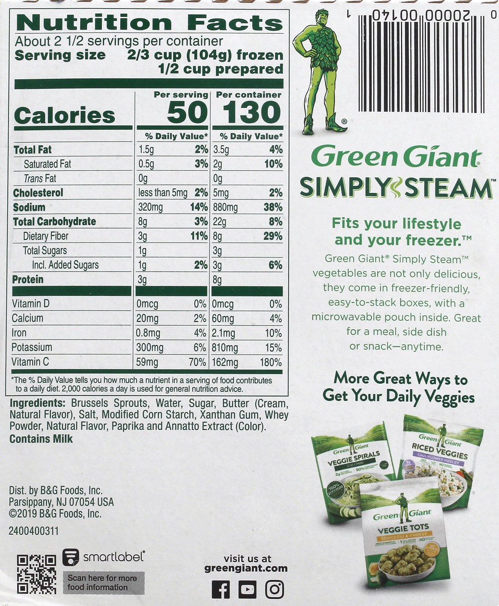 slide 5 of 9, Green Giant Simply Steam Lightly Sauced Baby Brussels Sprouts & Butter Sauce 10 oz, 10 oz