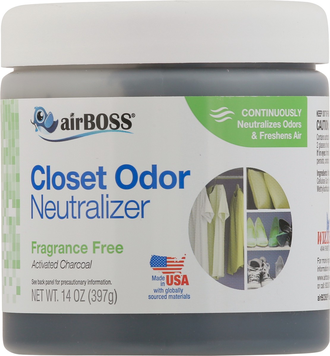 slide 6 of 12, airBoss Closet Fragrance Free Odor Neutralizer 14 oz, 14 oz