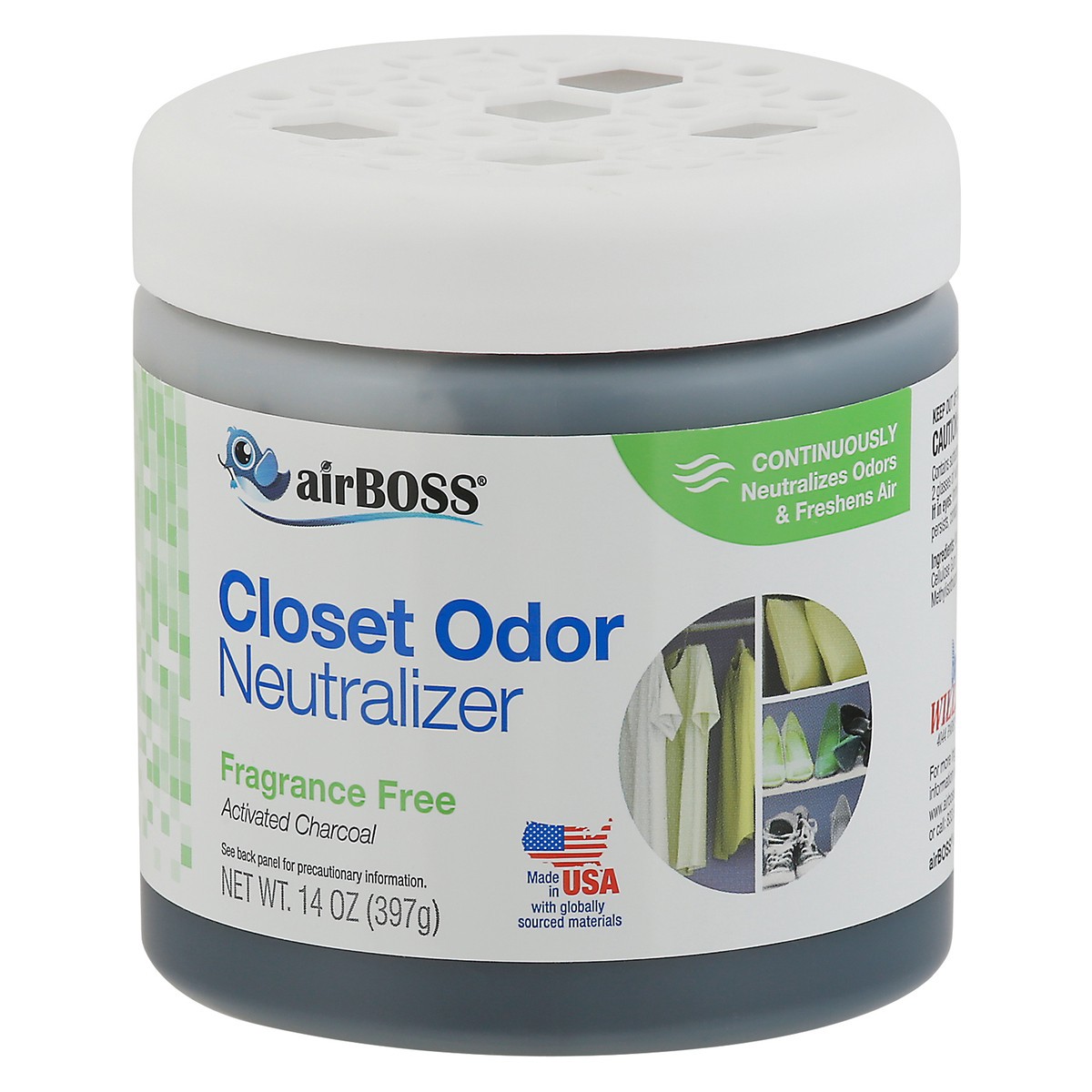 slide 7 of 12, airBoss Closet Fragrance Free Odor Neutralizer 14 oz, 14 oz