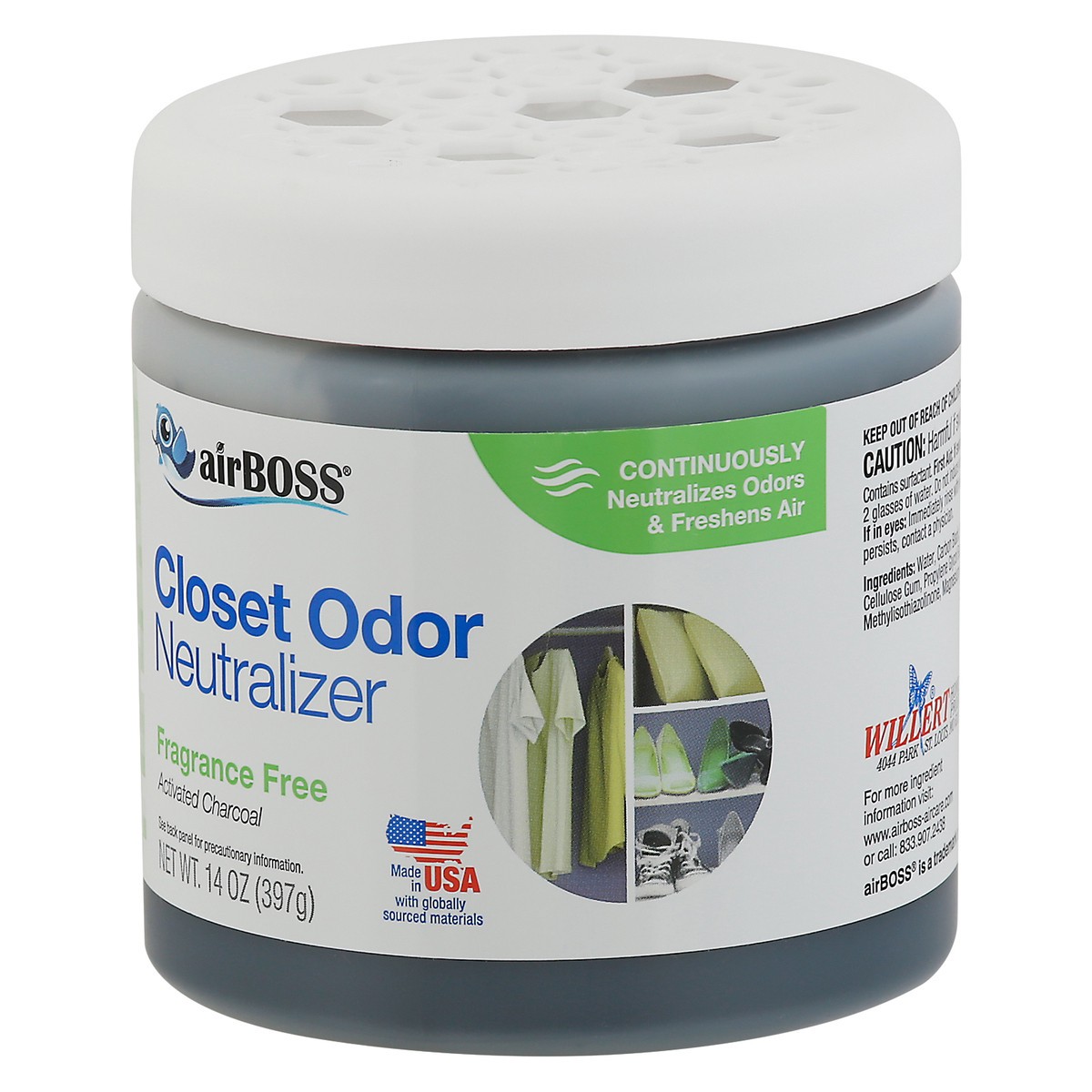 slide 9 of 12, airBoss Closet Fragrance Free Odor Neutralizer 14 oz, 14 oz