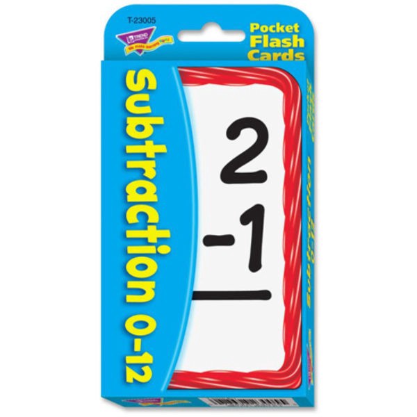 slide 3 of 3, TREND Pocket Flash Cards, Subtraction, Box Of 56 Cards, 56 ct