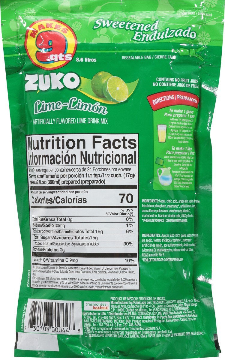 slide 9 of 13, Zuko Lime-Limon Drink Mix - 14.1 oz, 14.1 oz