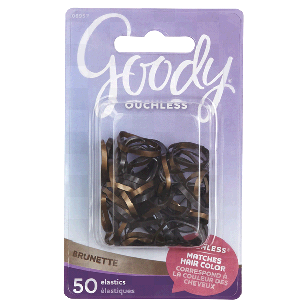 slide 1 of 1, Goody Ouchless Mini Elastics, Brunette, 50 ct