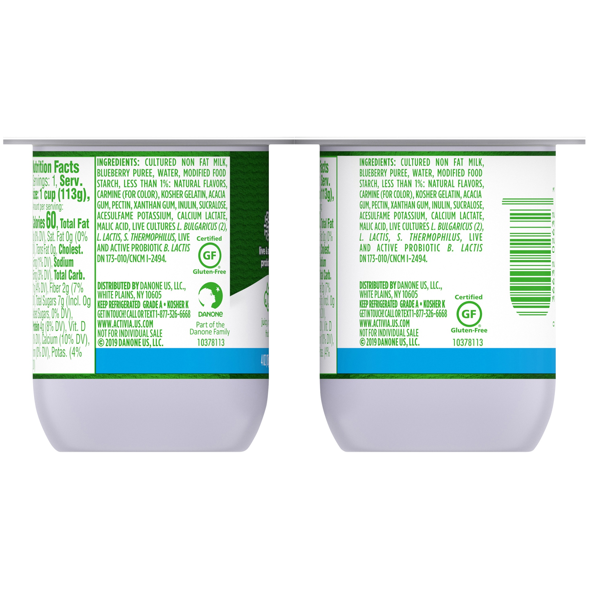 slide 4 of 7, Activia Nonfat Probiotic Blueberry Yogurt, 4 oz
