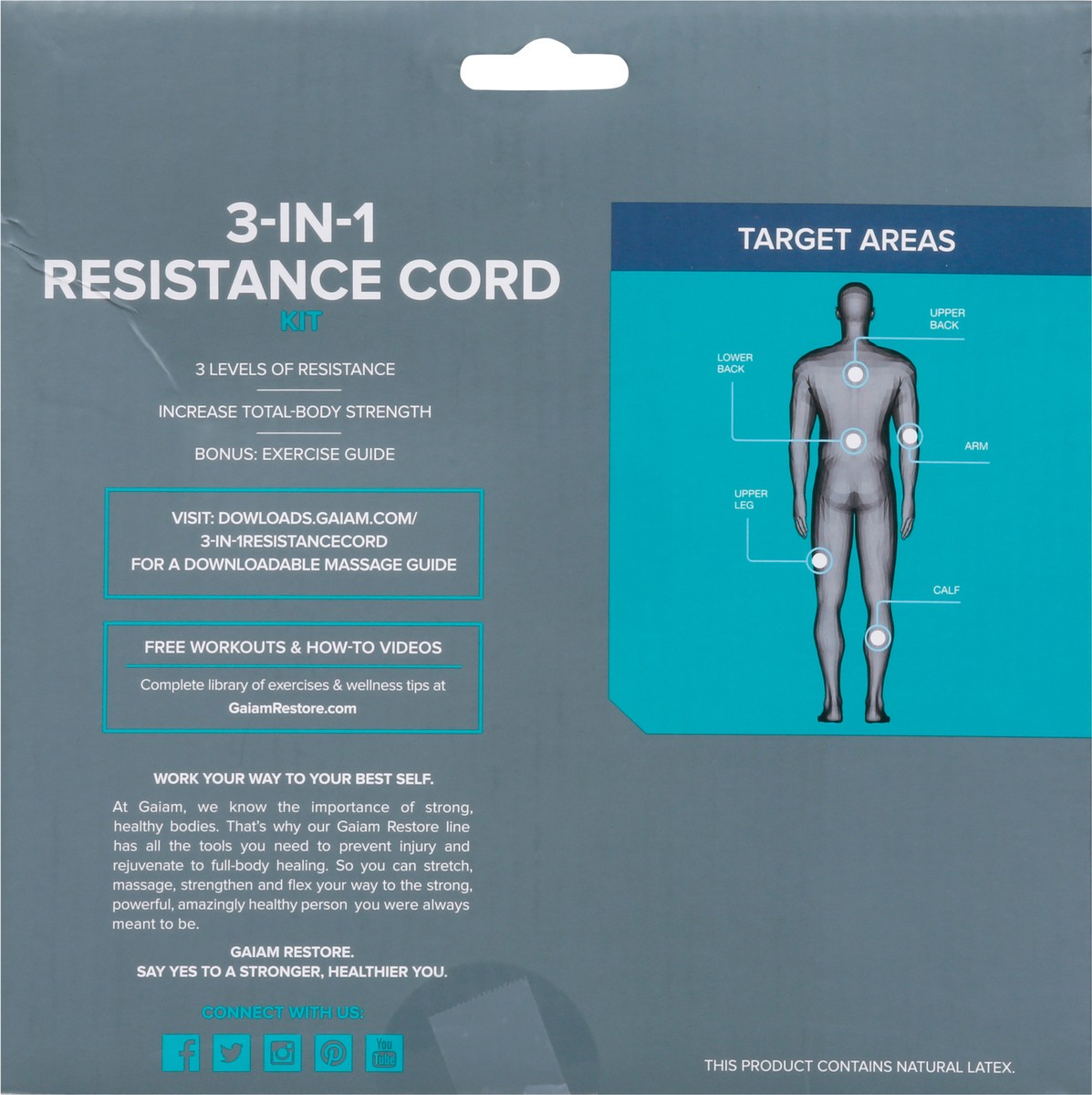 slide 8 of 11, Gaiam Restore 3-In-1 Resistance Cord 1 ea, 1 ea