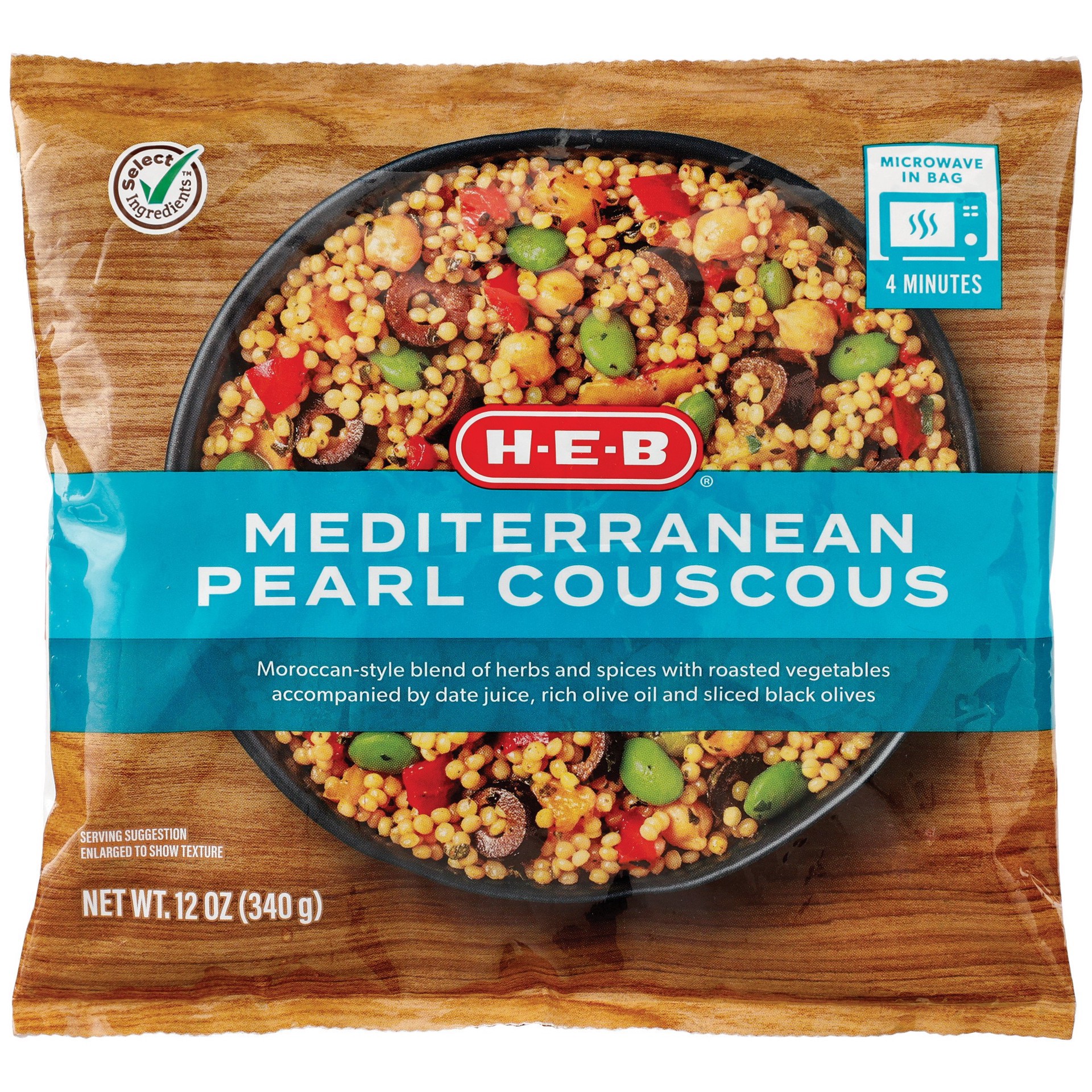 slide 1 of 1, H-E-B Frozen Mediterranean Pearl Couscous, 12 oz