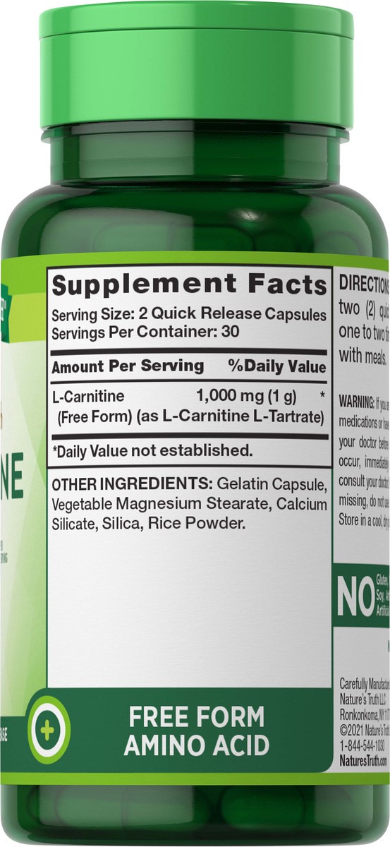 slide 3 of 5, Nature's Truth Mega Strength L-Carnitine 1,000 mg, 60 ct