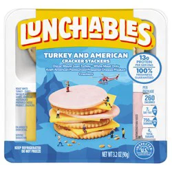 Lunchables Turkey and American Cracker Stackers Snack Kit, 3.2 oz Pack