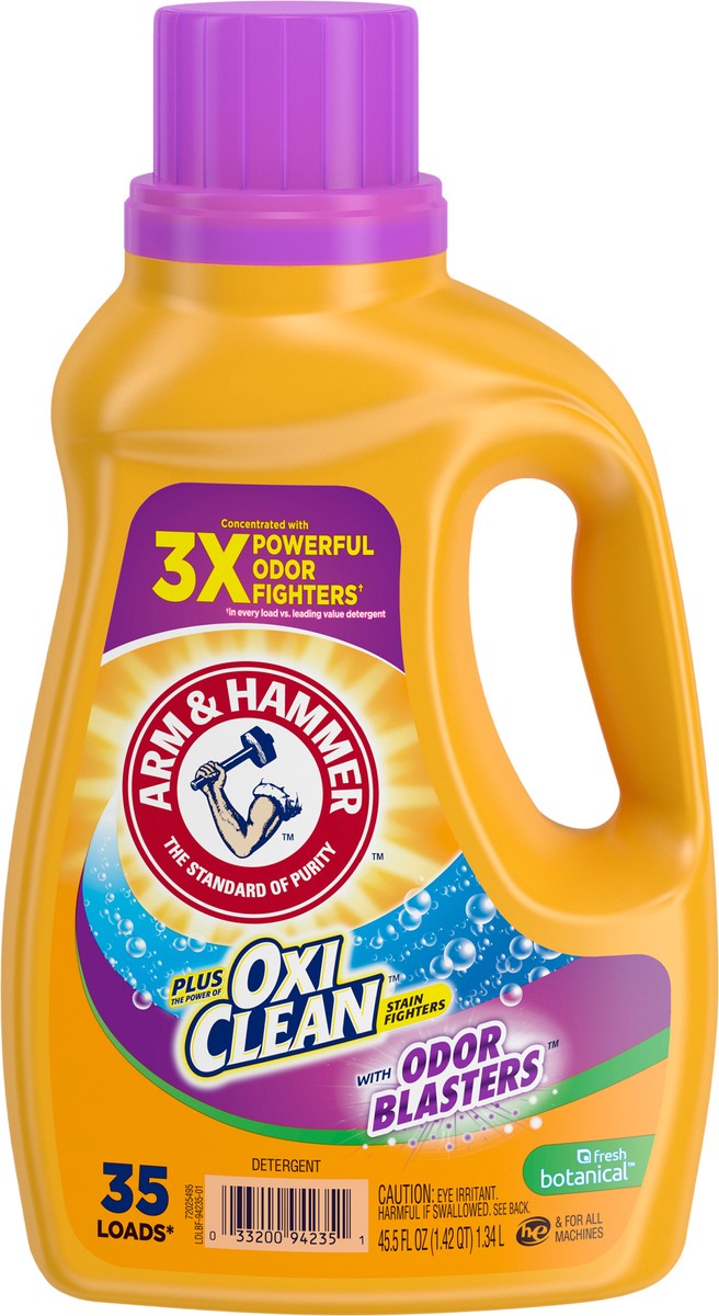 slide 3 of 5, ARM & HAMMER Plus OxiClean Odor Blasters Fresh Botanical, 35 Loads Liquid Laundry Detergent, 45.5 Fl oz, 45.5 fl oz
