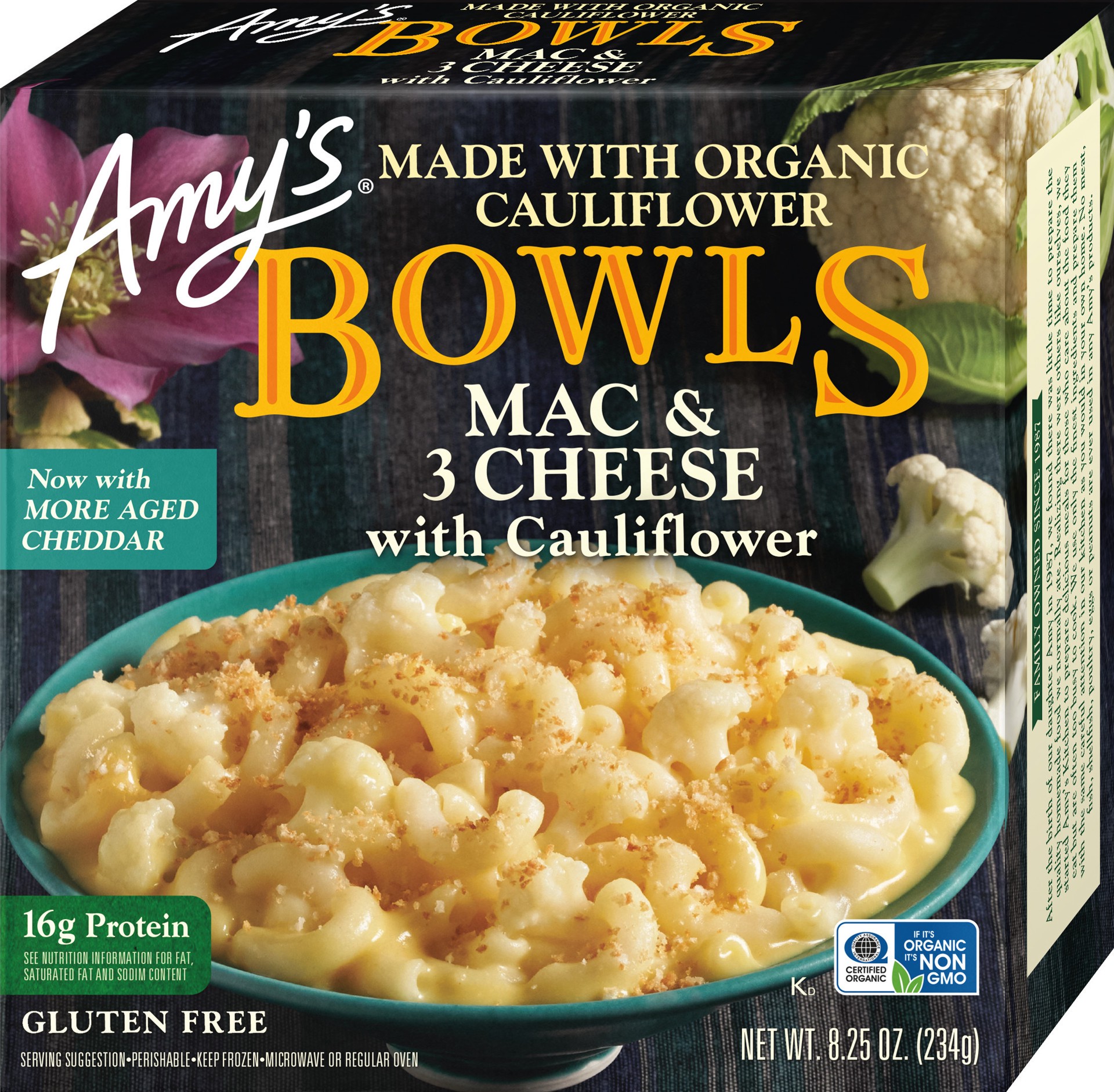 slide 1 of 7, Amy's Kitchen Gluten Free Mac & 3 Cheese w/Cauliflower Bowl, 8.25 oz