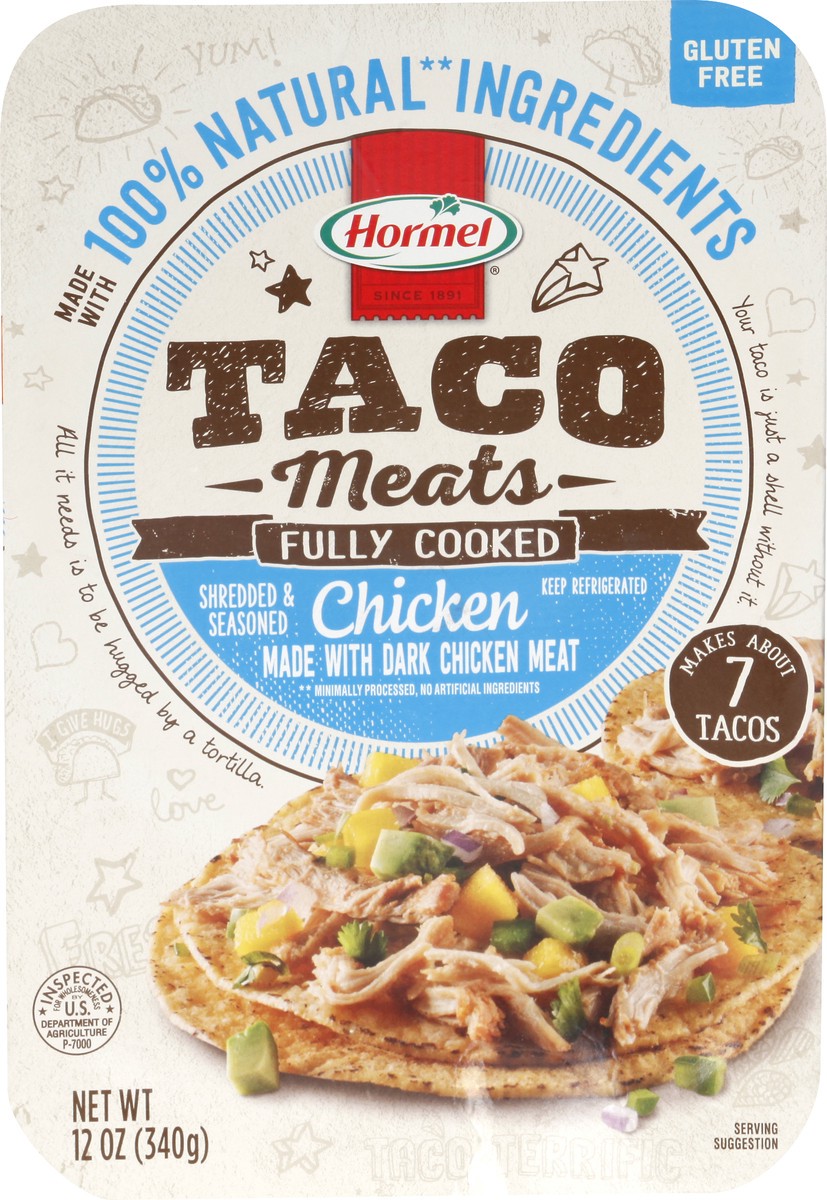 slide 7 of 8, Hormel Shredded & Seasoned Chicken Taco Meats, 12 oz