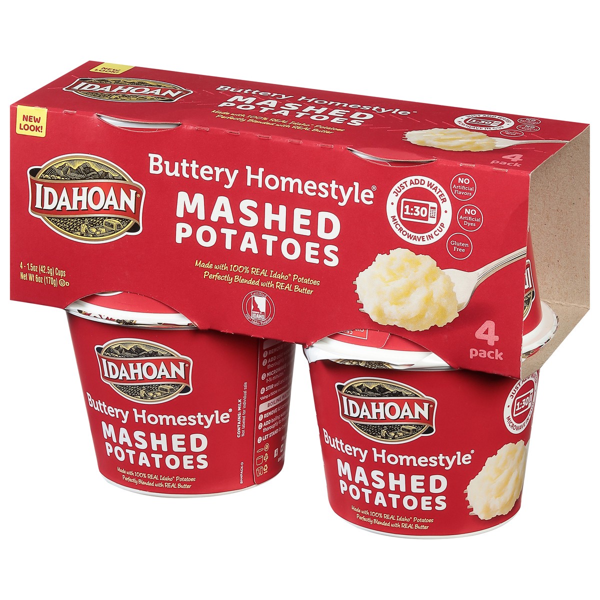 slide 4 of 9, Idahoan Buttery Homestyle Mashed Potatoes 4 - 1.5 oz Cups, 4 ct