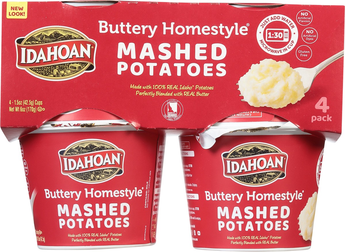 slide 4 of 9, Idahoan Buttery Homestyle Mashed Potatoes Microwavable Cups, 4 ct; 1.5 oz