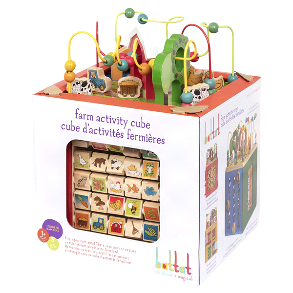 slide 1 of 1, Battat Wooden Farm Activity Cube, 1 ct